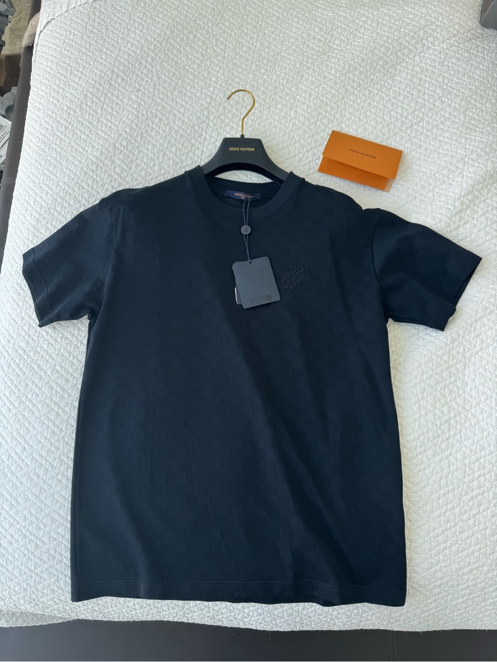 NWT Louis Vuitton Blue Short Sleeve Embossed Logo Tee